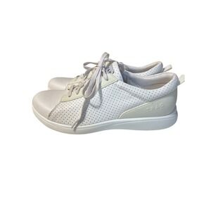 TRAQ by Alegria White Leather Perforated Lace Up Sneakers Women Size 41